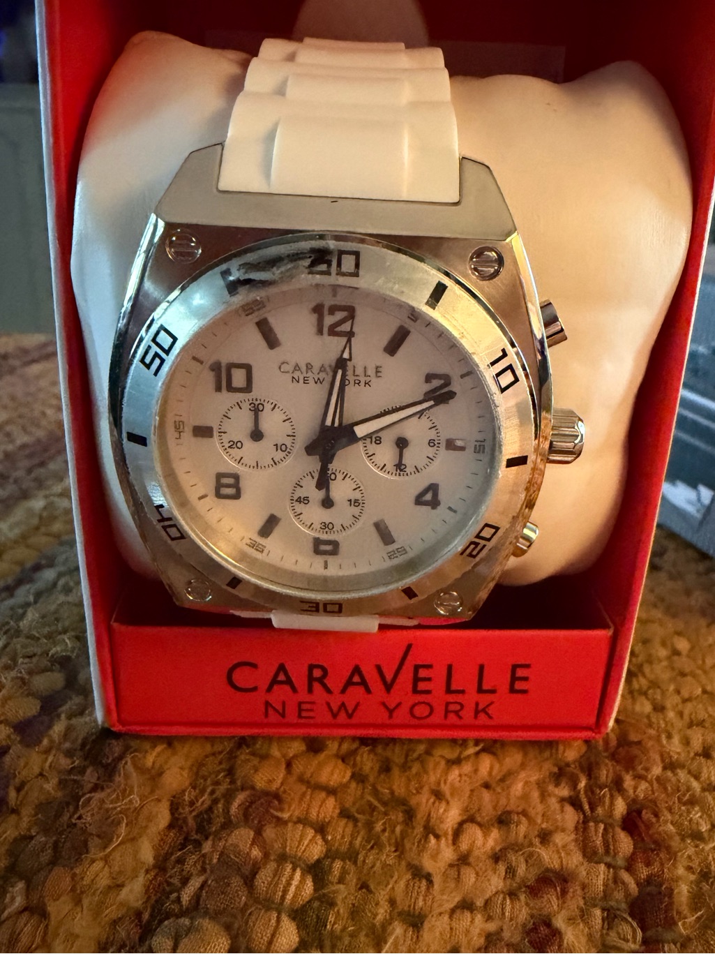 Mens White Chronograph Watch